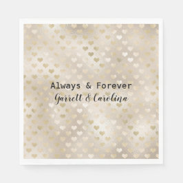 White Gold Hearts Serviette