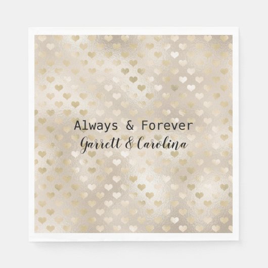 White Gold Hearts Serviette (Vorderseite)