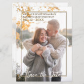 White Gold Herbst Elegantes Chic Herbst Foto Hochz Einladung (Vorne/Hinten)