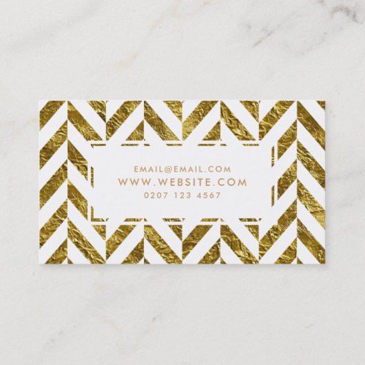 White Gold Herringbone-Muster bilden Künstler Visitenkarte (Rückseite)