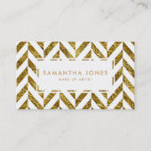 White Gold Herringbone-Muster bilden Künstler Visitenkarte (Vorderseite)
