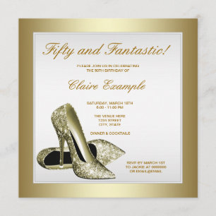 White Gold High Heels Frauen 50. Geburtstag Einladung