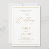 White Gold Hochzeit Moderne Typografie Einladung (Vorderseite)