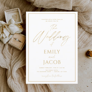 White Gold Hochzeit Moderne Typografie Einladung