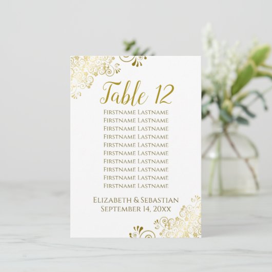 White & Gold Hochzeitsskalender-Tischnummer Einladung (Stehend Vorderseite)