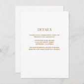 White/Gold-Hochzeitungs-Detailkarte Begleitkarte (Vorne/Hinten)