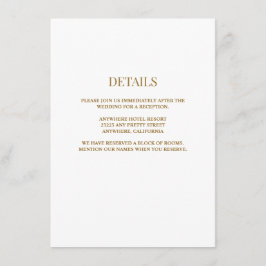 White/Gold-Hochzeitungs-Detailkarte Begleitkarte