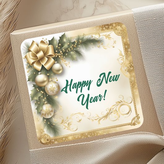 White Gold Holidays Vintage Quadratischer Aufkleber