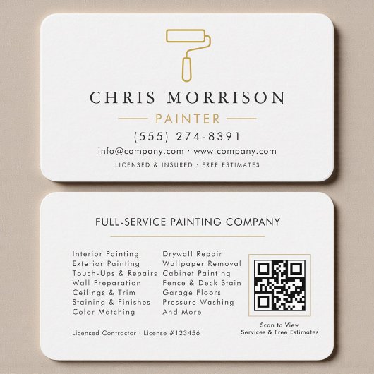 White & Gold Home Painter Business Card Visitenkarte