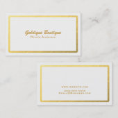 White & Gold Imitate Foil Shine Minimal Glam Visitenkarte (Vorne/Hinten)