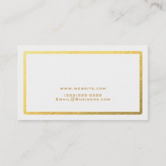 White & Gold Imitate Foil Shine Minimal Glam Visitenkarte (Rückseite)