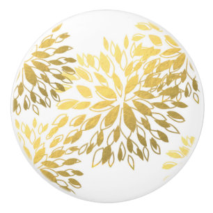 White & Gold Imitate Fossilien Moderne Blume Blume Keramikknauf