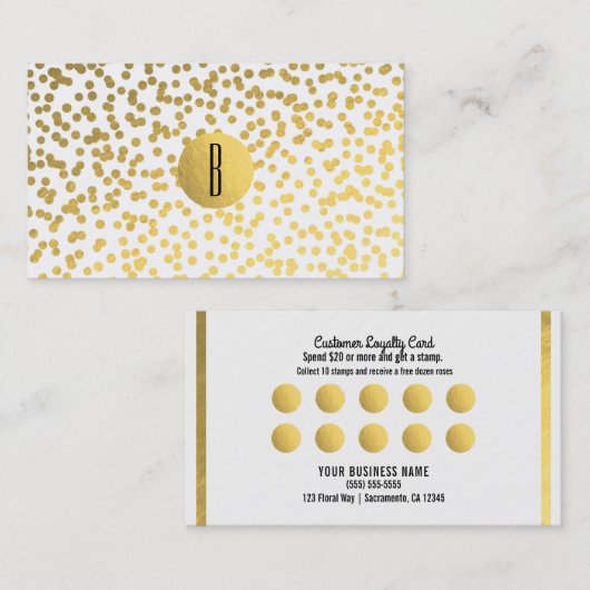 White & Gold Imitats Fox Customer Loyalty Card Treuekarte (Vorne/Hinten)