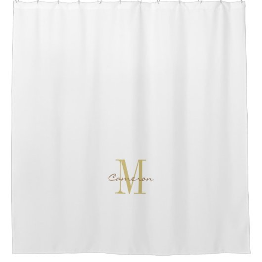 White Gold Initial und Name Personalisiert Duschvorhang (Vorderseite)