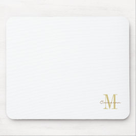 White Gold Initial und Name Personalisiert Mousepad