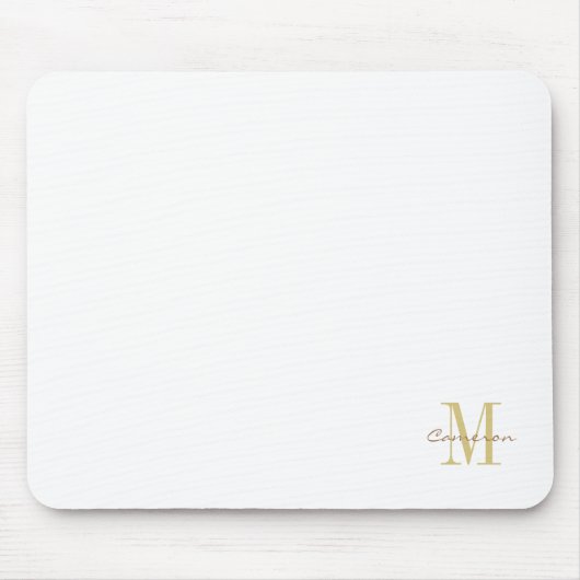 White Gold Initial und Name Personalisiert Mousepad (Vorne)