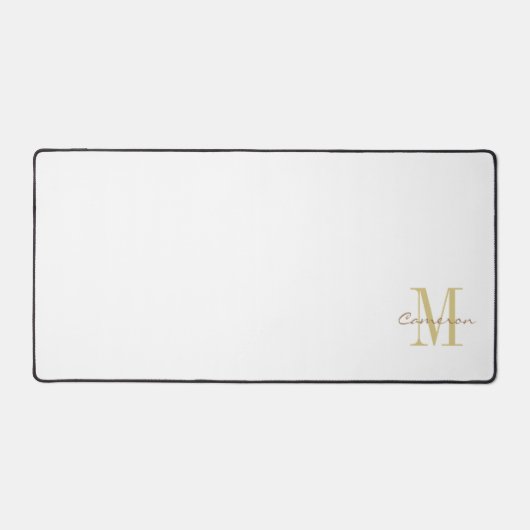White Gold Initial und Name Personalisiert Schreibtischunterlage (Vorderseite)