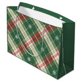 White Gold Kariert Große Geschenktüte (Rückseite Schrägansicht)