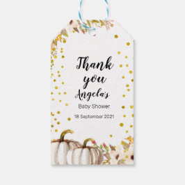 White & Gold Kürbis Modern Vielen Dank Tag. Geschenkanhänger