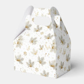 White Gold Leaves & Snowflakes Pattern Geschenkschachtel (Rückseite)
