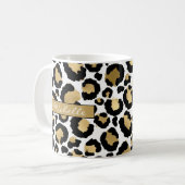 White & Gold Leopard Personalisierte Kaffee-Tasse Kaffeetasse (Vorderseite Links)