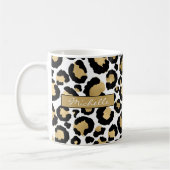 White & Gold Leopard Personalisierte Kaffee-Tasse Kaffeetasse (Links)