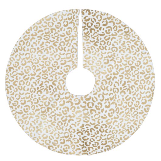 White Gold Leopard Print Polyester Weihnachtsbaumdecke (Vorderseite)