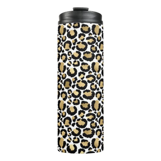 White & Gold Leopard Thermosbecher (Vorderseite)