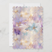 White Gold Lila Blue Floral Einladung (Rückseite)