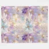 White Gold Lila Blue Floral Fleecedecke (Vorderseite (Horizontal))
