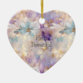 White Gold Lila Blue Floral Keramik Ornament (Vorne)