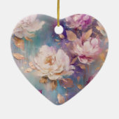 White Gold Lila Blue Floral Keramik Ornament (Hinten)