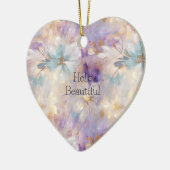 White Gold Lila Blue Floral Keramik Ornament (Links)