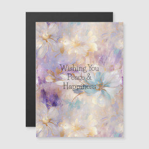 White Gold Lila Blue Floral Magnetkarte
