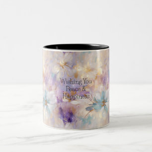 White Gold Lila Blue Floral Zweifarbige Tasse