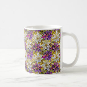 White Gold Lila Pink Christmas Poinsettias Kaffeetasse