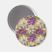 White Gold Lila Pink Christmas Poinsettias Magnet (Vorderseite/Rückseite)