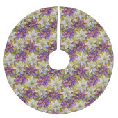 White Gold Lila Pink Christmas Poinsettias Polyester Weihnachtsbaumdecke (Vorderseite)