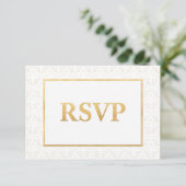 White & Gold Lilie Wedding RSVP Card (Stehend Vorderseite)