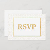 White & Gold Lilie Wedding RSVP Card (Vorne/Hinten)