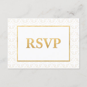 White & Gold Lilie Wedding RSVP Card Karte