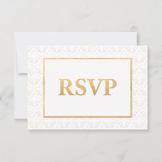 White & Gold Lilie Wedding RSVP Card Karte (Vorderseite)
