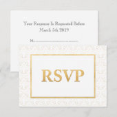 White & Gold Lilie Wedding RSVP Card Karte (Vorne/Hinten)