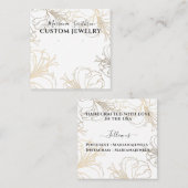 White Gold Lilies Chic Large Orings Display Card Quadratische Visitenkarte (Vorne/Hinten)