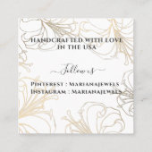 White Gold Lilies Chic Large Orings Display Card Quadratische Visitenkarte (Rückseite)