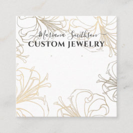 White Gold Lilies Chic Large Orings Display Card Quadratische Visitenkarte