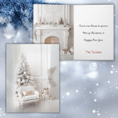 White & Gold Living Room Weihnachtskarte Karte