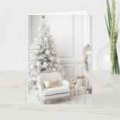 White & Gold Living Room Weihnachtskarte Karte (Vorderseite)