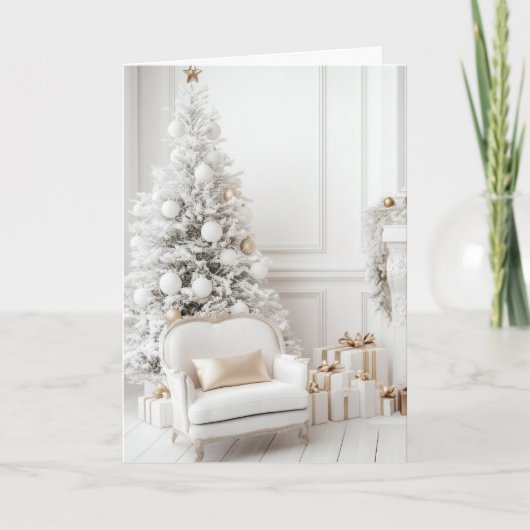 White & Gold Living Room Weihnachtskarte Karte (Vorderseite)
