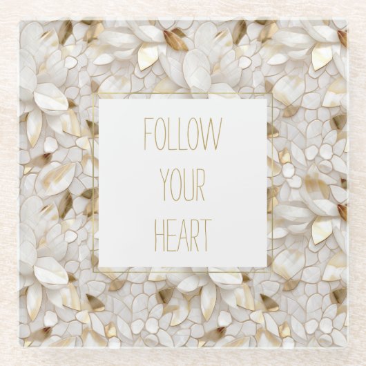 White Gold Lotus Blume Glasuntersetzer (Vorderseite)